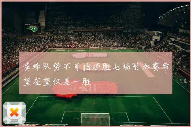 黄蜂队势不可挡连胜七场附加赛希望在望仅差一胜